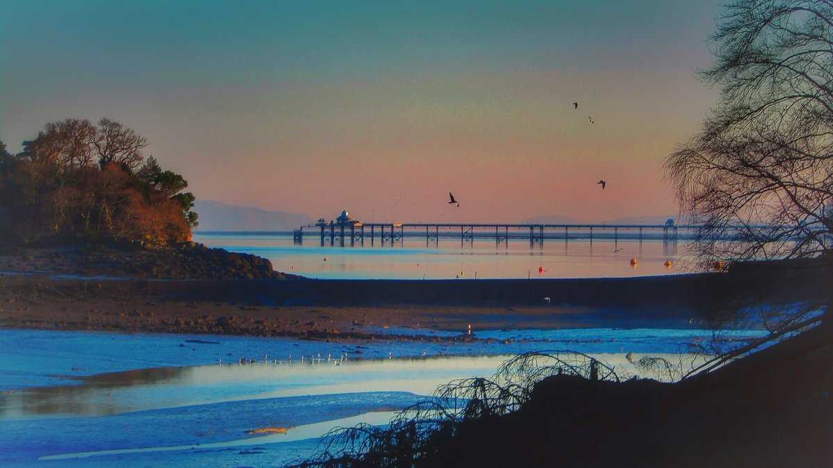 'A Strait Sunset', Bangor Pier From Ynys Gaint, Menai Bridge (March 2019)